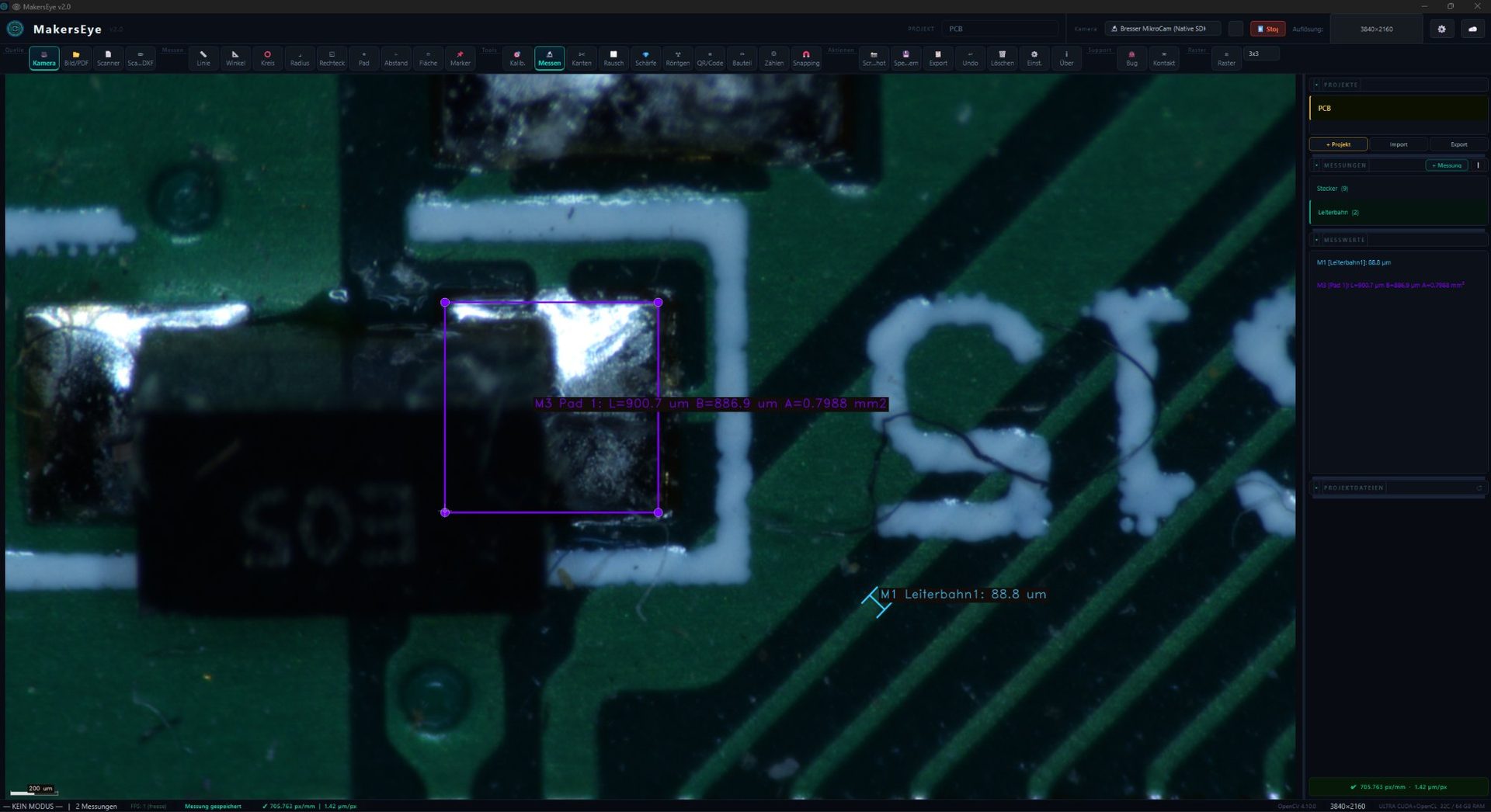 Leiterbahn und Pad Messung